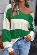 Color Block Drop Shoulder Sweater Dark Green 3d677504-4da2-40da-8cac-668a65ef6c4b-Max-Origin
