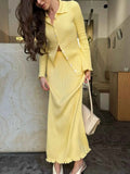 Button Up Knitted Cardigan and Skirt Set Pastel Yellow 3d6cd0c1-4777-46a8-bb1e-c42616cc598c-Max-Origin