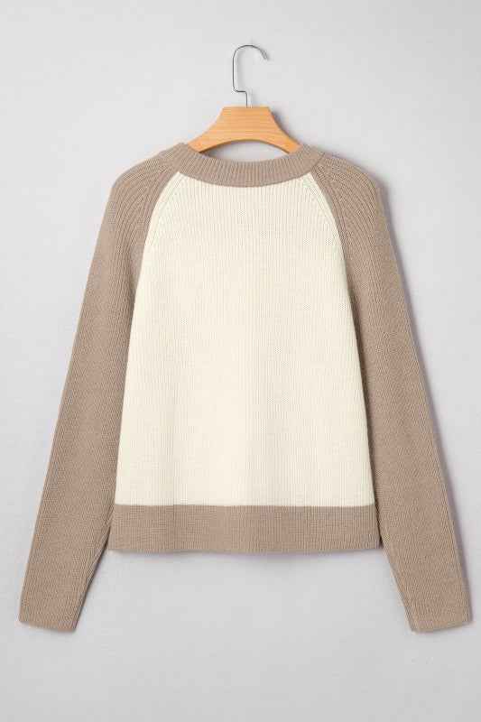 Colorblock Ribbed Knit Buttoned Sweater Cardigan 3d7a9aac-86cd-475e-9722-09d065264ccb
