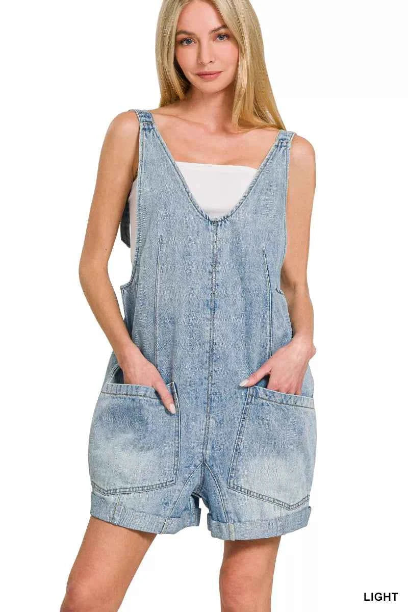 Zenana Denim Short Overalls with Pockets LIGHT 3d7f87cd-554c-4c0d-8430-e254893ec51e-Max-Origin