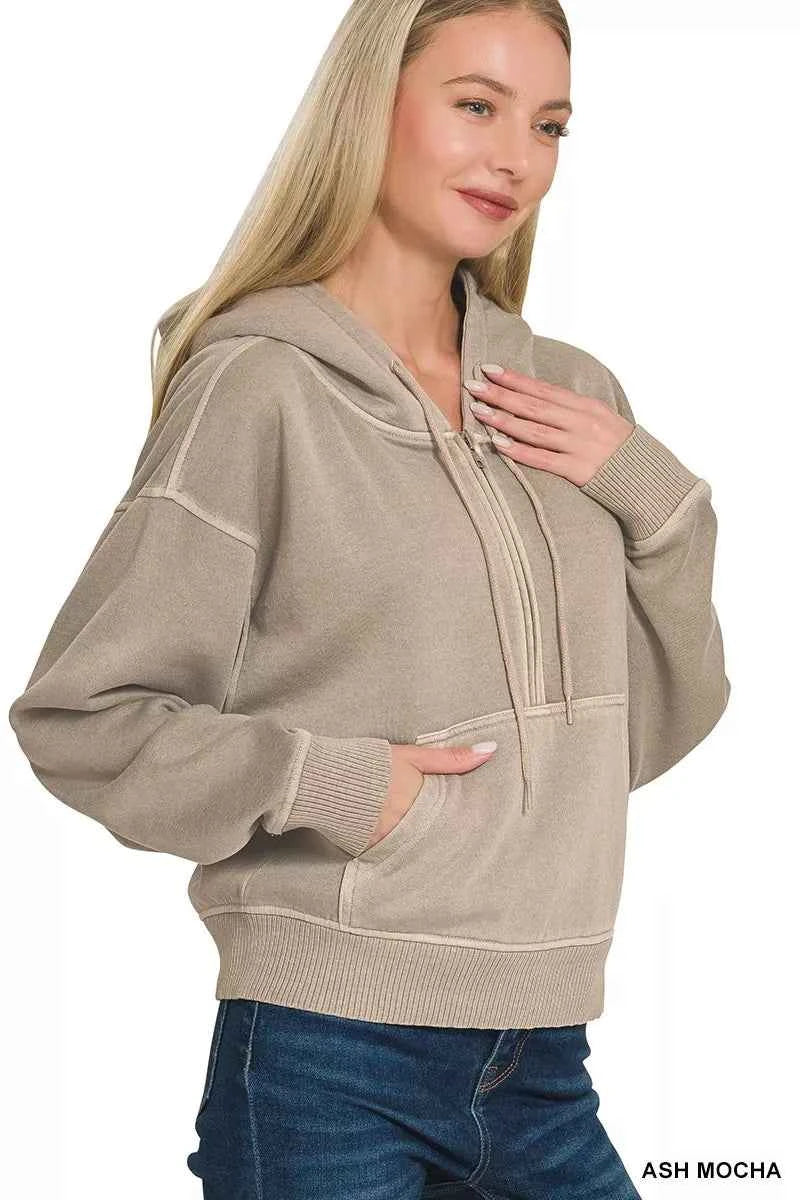 Zenana Fleece Pigment Dye Half Zip Kangaroo Pocket Hoodie 3d8e63934b98483a95506b1a0dd8287e-Max-Origin