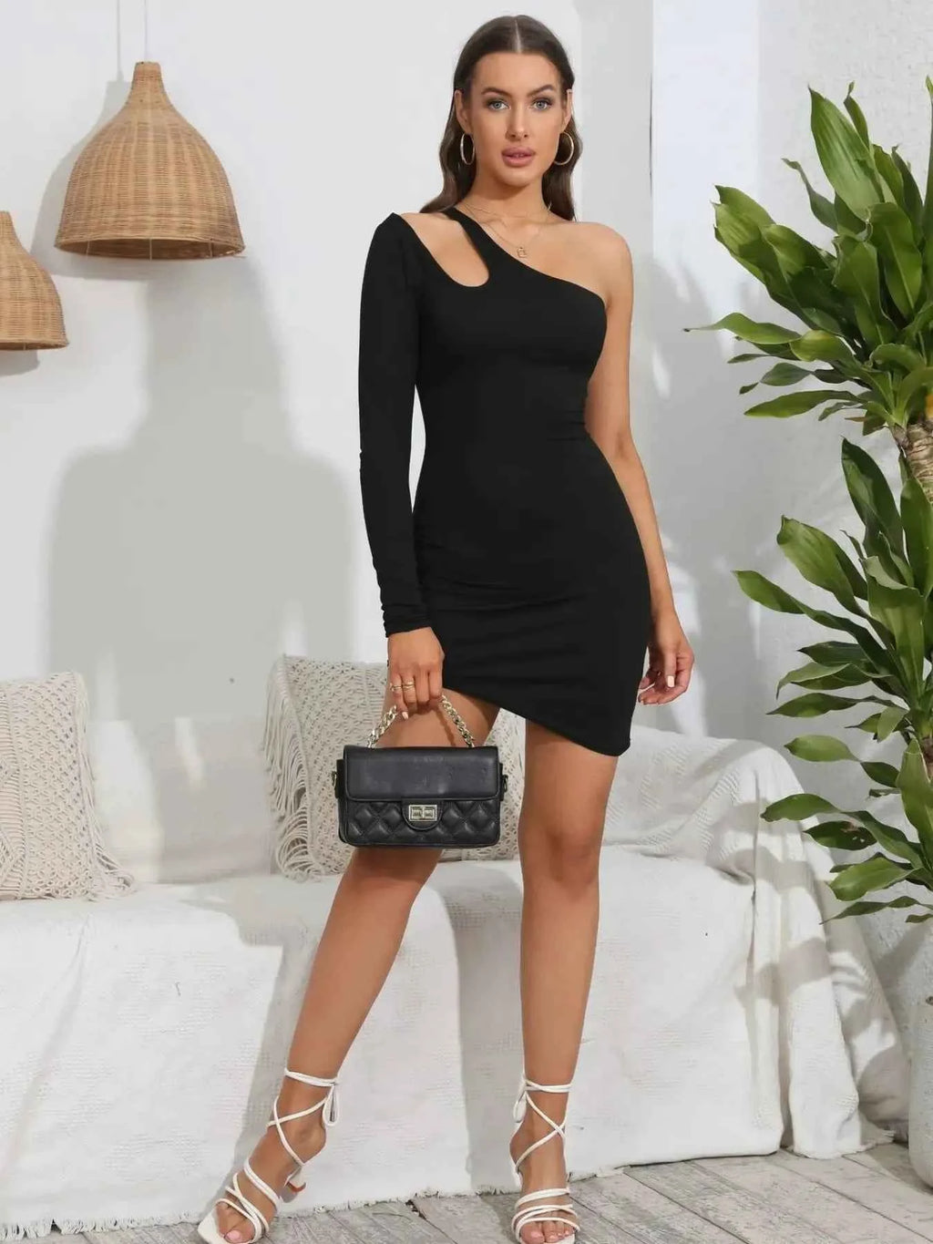One Shoulder Asymmetric Cutout Bodycon Dress 3d91f8f6-8495-4aae-97cc-5d9d7368747e-Max-Origin