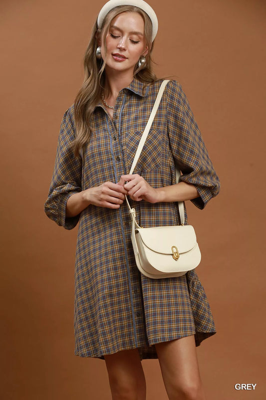 Plaid Button Down Oversized Shirt Dress GREY 3d9e546e-3816-4333-858c-be57d85e0bdb-Max-Origin