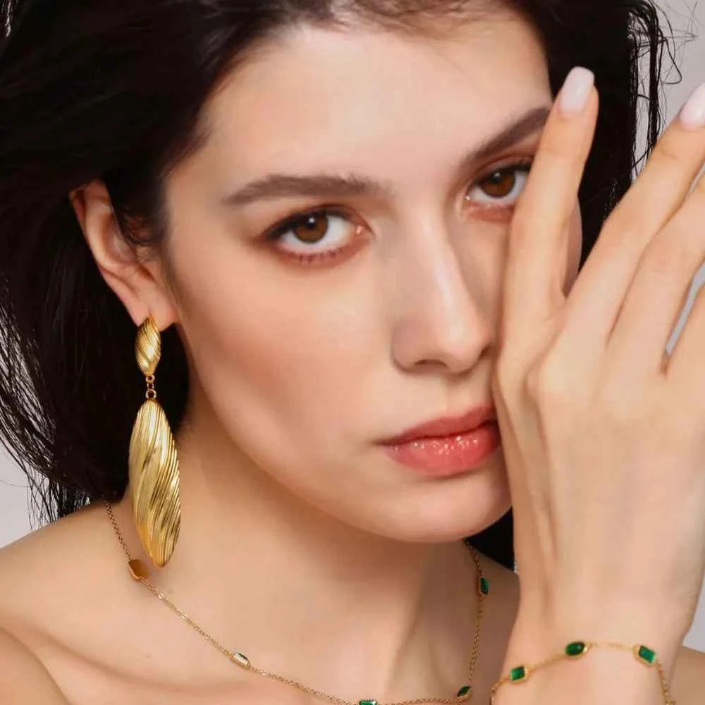 Stainless Steel Dangle Earrings Gold One Size 3db35dff-f981-4bb2-a6e7-1cf7112644a9-Max