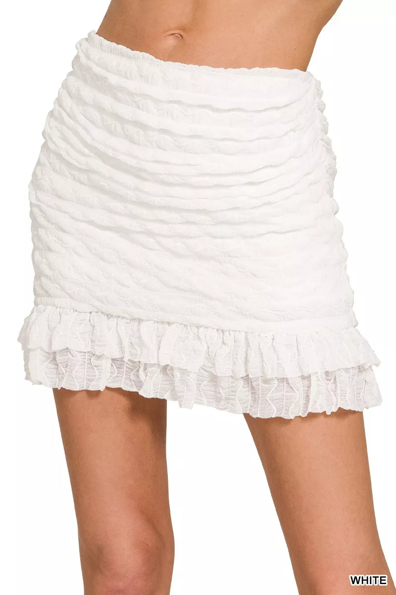 Zenana Ruched Mini Skirt with Built in Shorts 3db3668d691f4154a41a527f6a7de2a1-Max-Origin