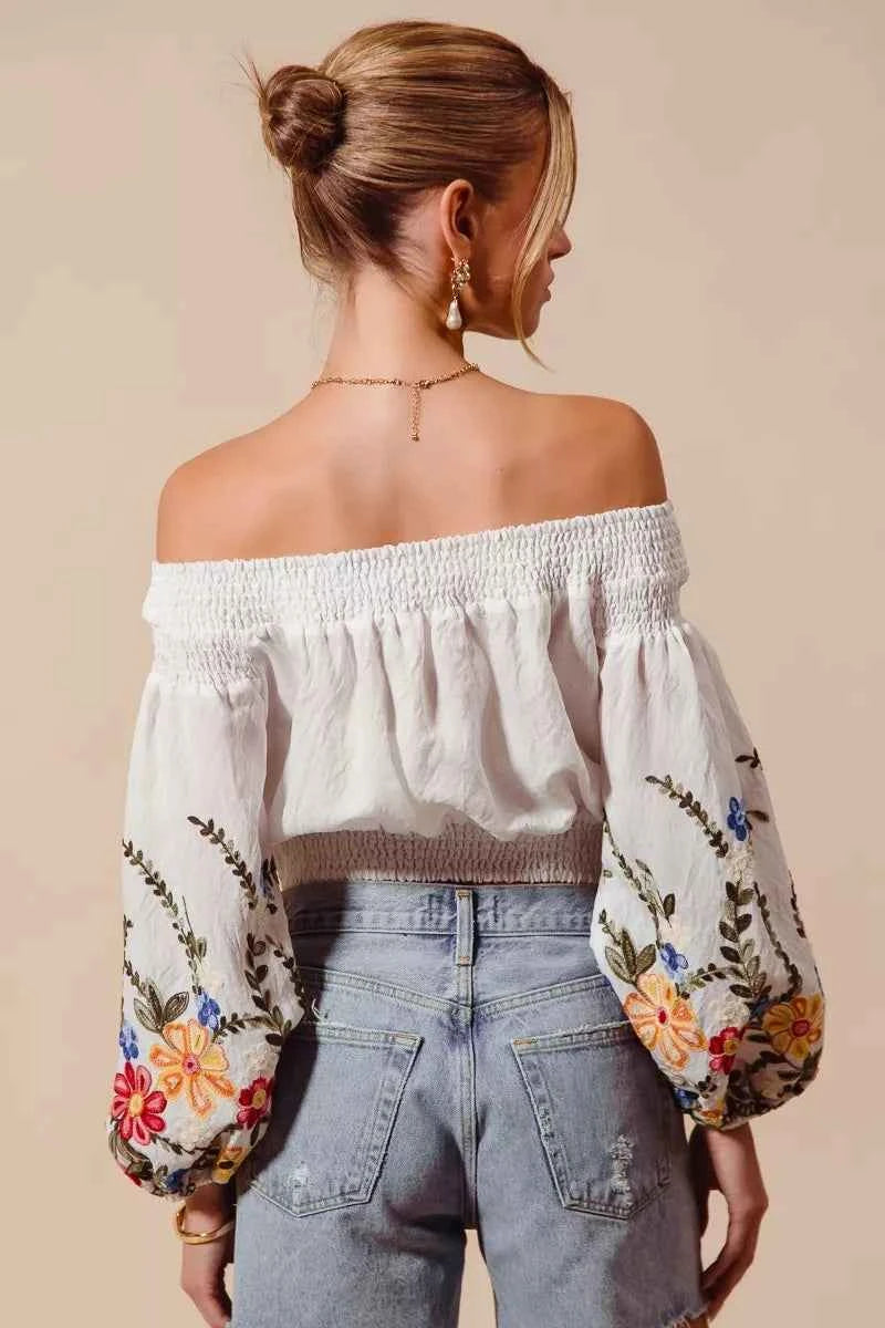 SO ME Floral Embroidered Off The Shoulder Crop Top 3dba28c51ce3498faf1093cd513aef69-Max-Origin