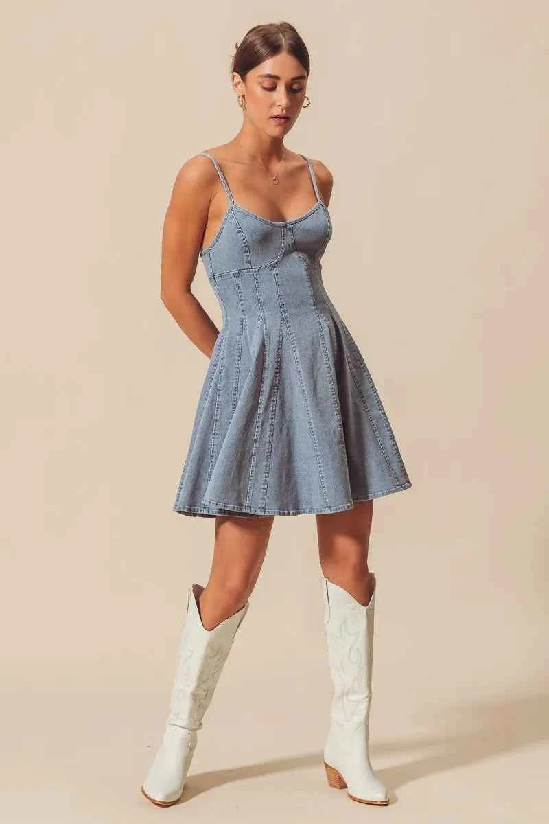 A Line Fit and Flare Denim Mini Dress 3dba998ae7a647979e7a0ec94635222f-Max-Origin