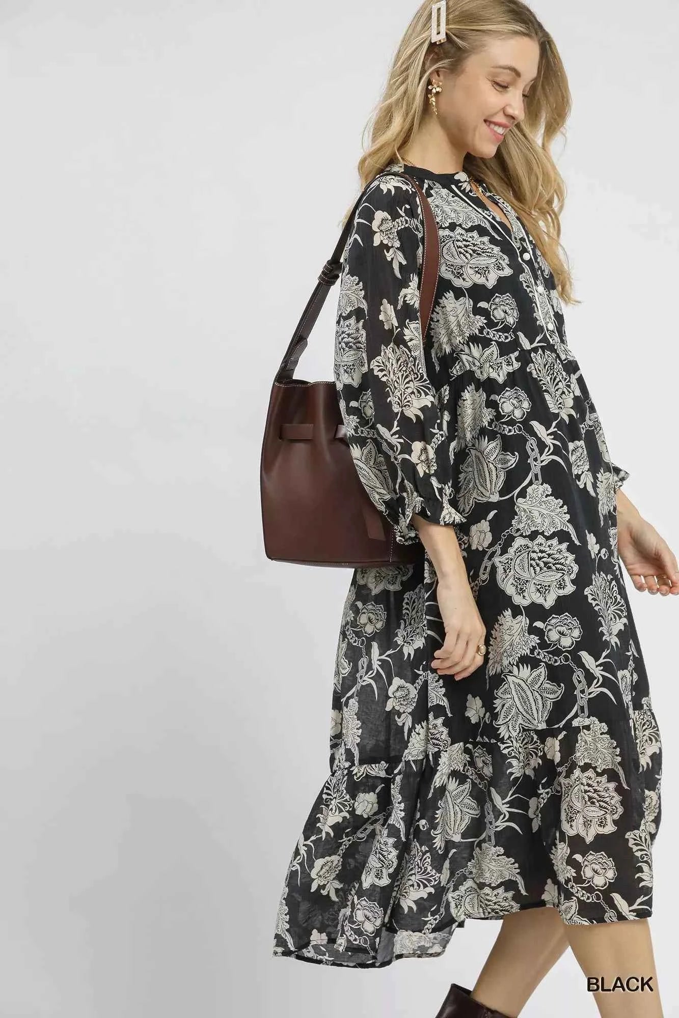 Umgee Floral Print Boho Midi Dress 3dc1dbd0-1251-4dcc-96da-234c84bf45d9-Max-Origin