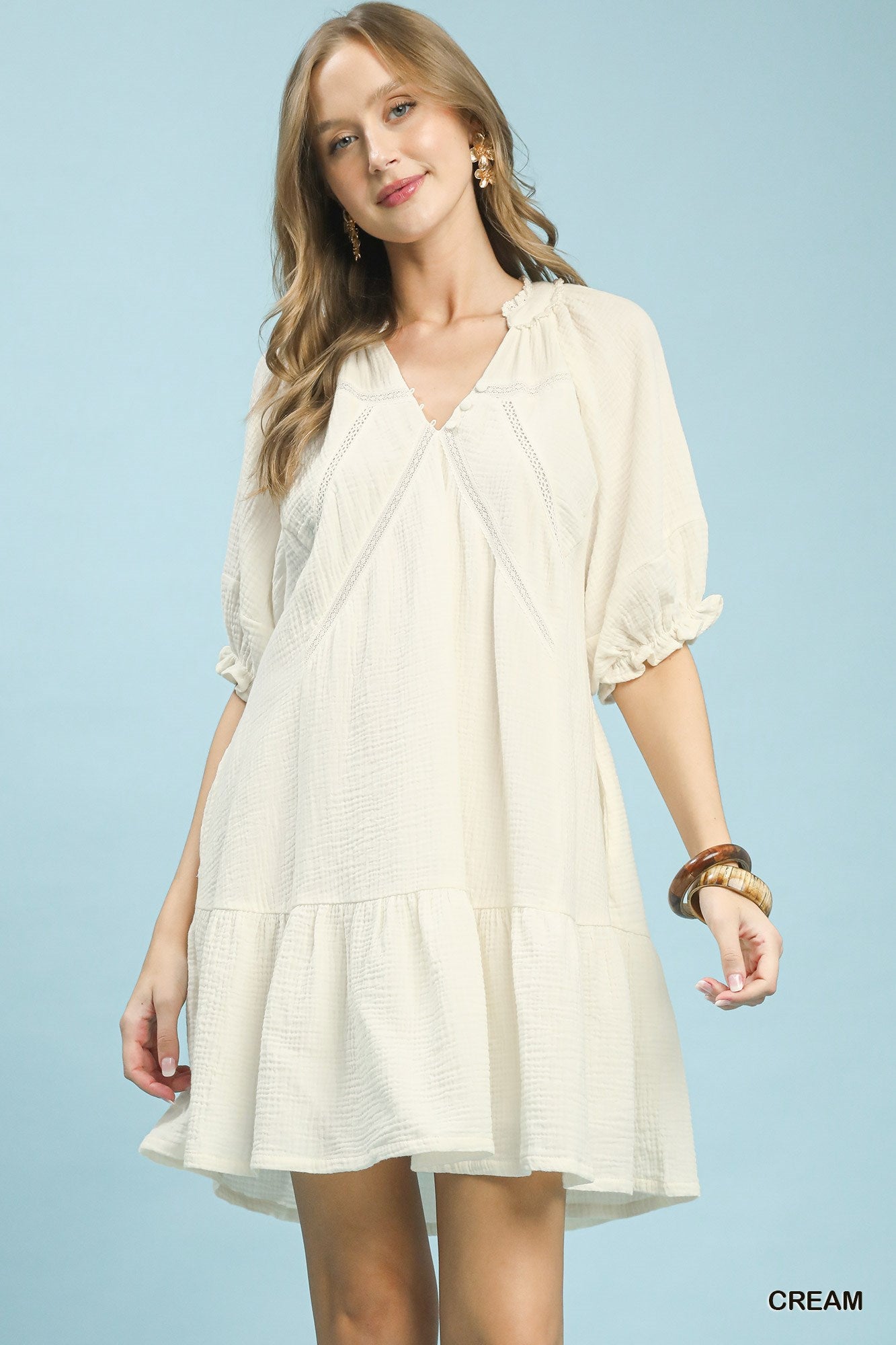 Umgee Cotton Gauze Mini Dress CREAM 3dc311b1-adbf-4fa6-8e72-85d5e460e1ac-Max