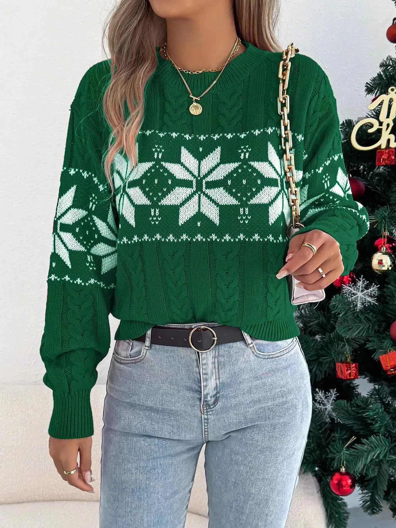 Christmas Snowflake Cable Knit Sweater 3dd03058-5bd6-4da6-b8d2-62c4ec3b056f-Max-Origin
