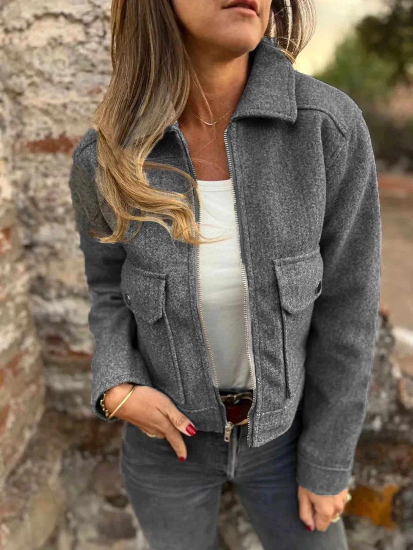 Zip Up Long Sleeve Jacket Dark Gray 3dd2c3ff6a1c41aab20c532ab07e7d1d-Max-Origin