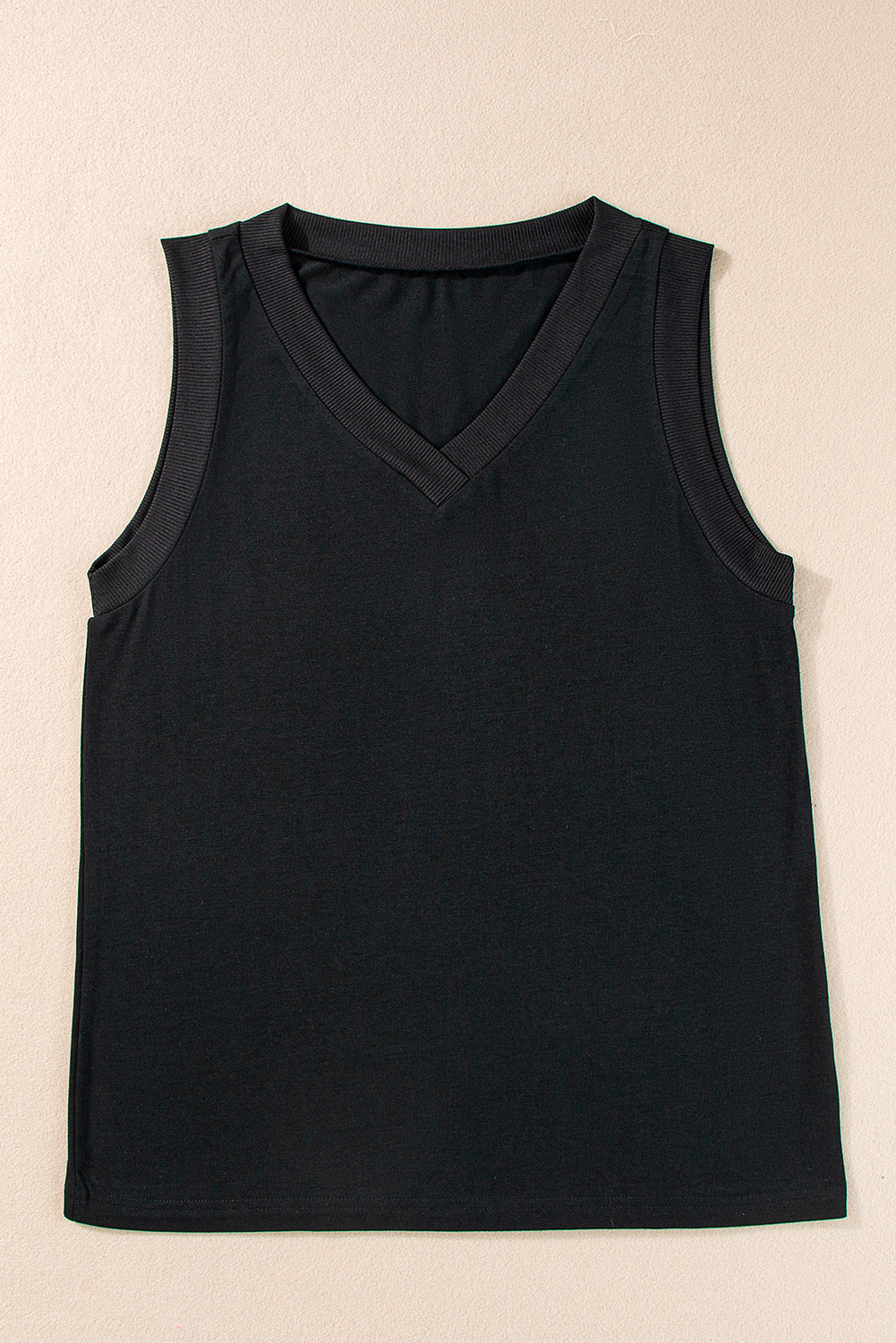 Mist Green Contrast Trim V-Neck Loose Fit Tank Top 3dda82695734f9b0