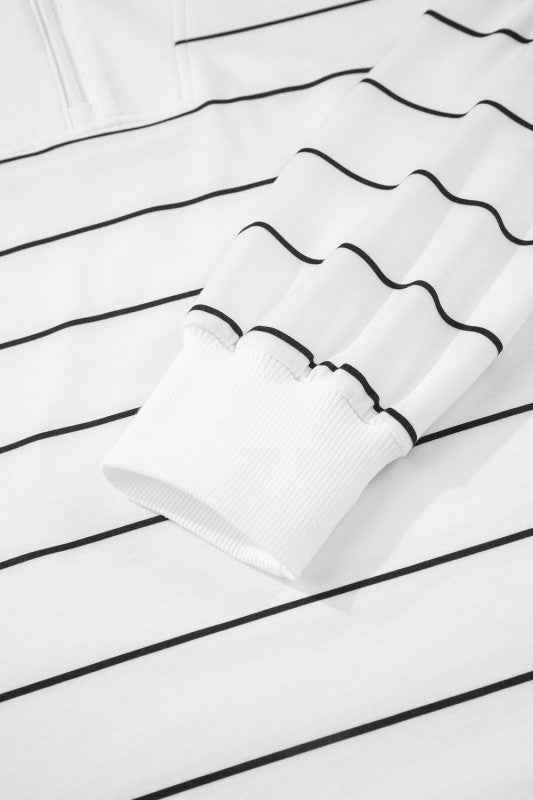 Stripe Zip-Up Drop Shoulder Pullover and Short Set 3de27721-3e1f-4889-a67f-05fc19fa380d