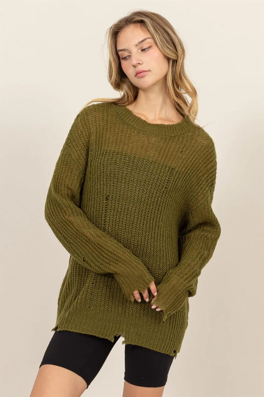 Distressed Long Sleeve Knit Top 3e03aa34-dff2-4b0c-97fb-2a5148516549-Max