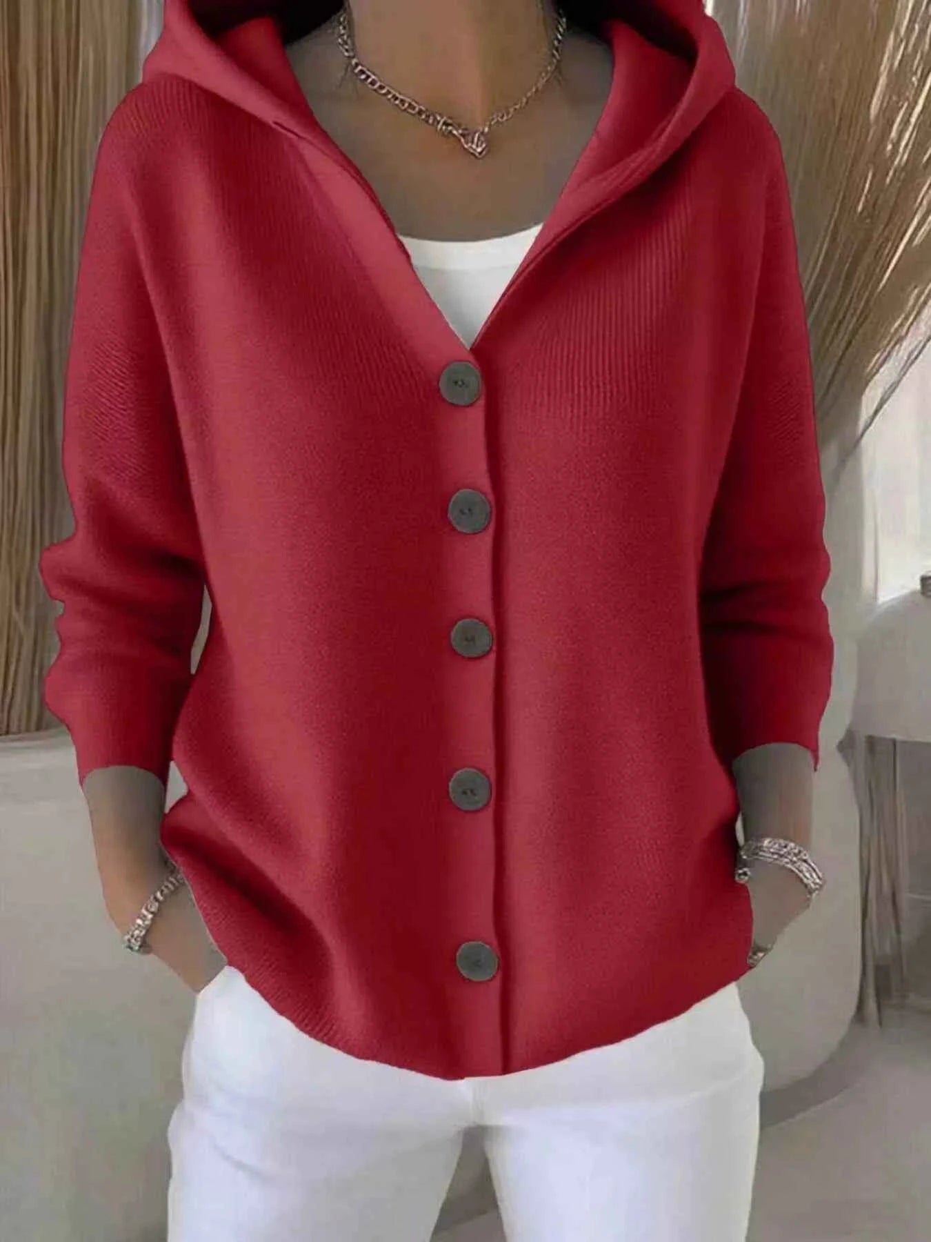 Full Size Hooded Button-Down Knit Cardigan Plus Size Burgundy 3e0af5cd97be4c4693005ee880a1874e-Max-Origin