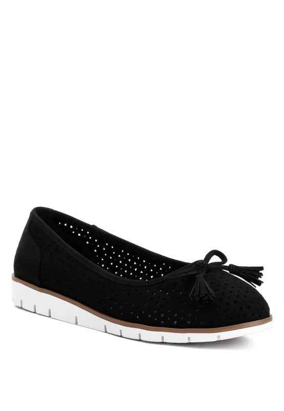 Pacer Perforated Leather Ballerinas Black 3e0bccba-59c4-4393-946a-f785b9afe4bf