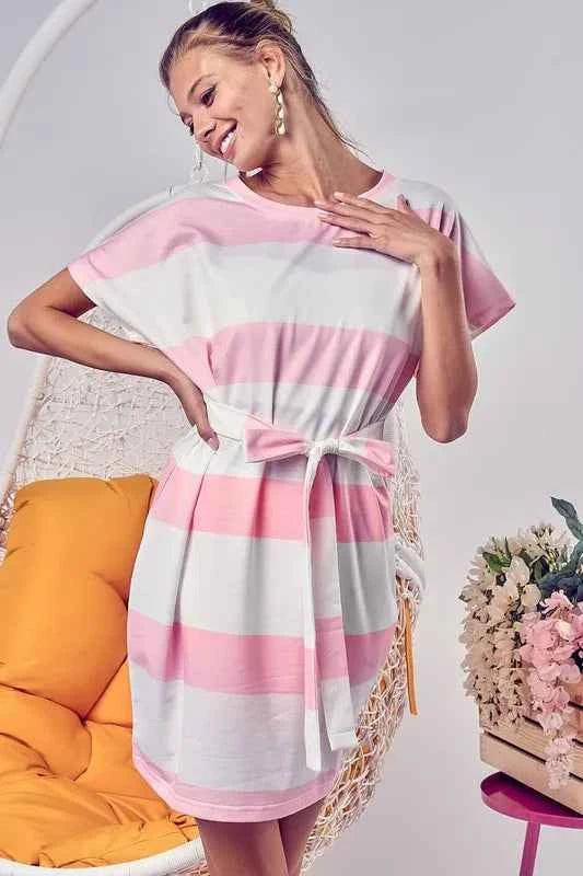 BiBi Tie Front Striped Short Sleeve Dress 3e0c38c4-6d1f-4fac-8373-fd3bb1313dc1-Max-Origin