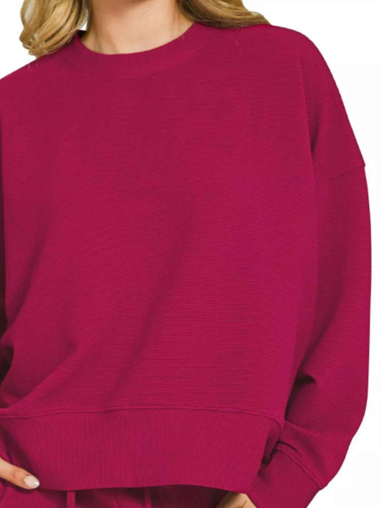 Ribbed Round Neck Pullover and Shorts Set 3e0e7c50-1075-401d-b02f-49b882491484-Max-Origin