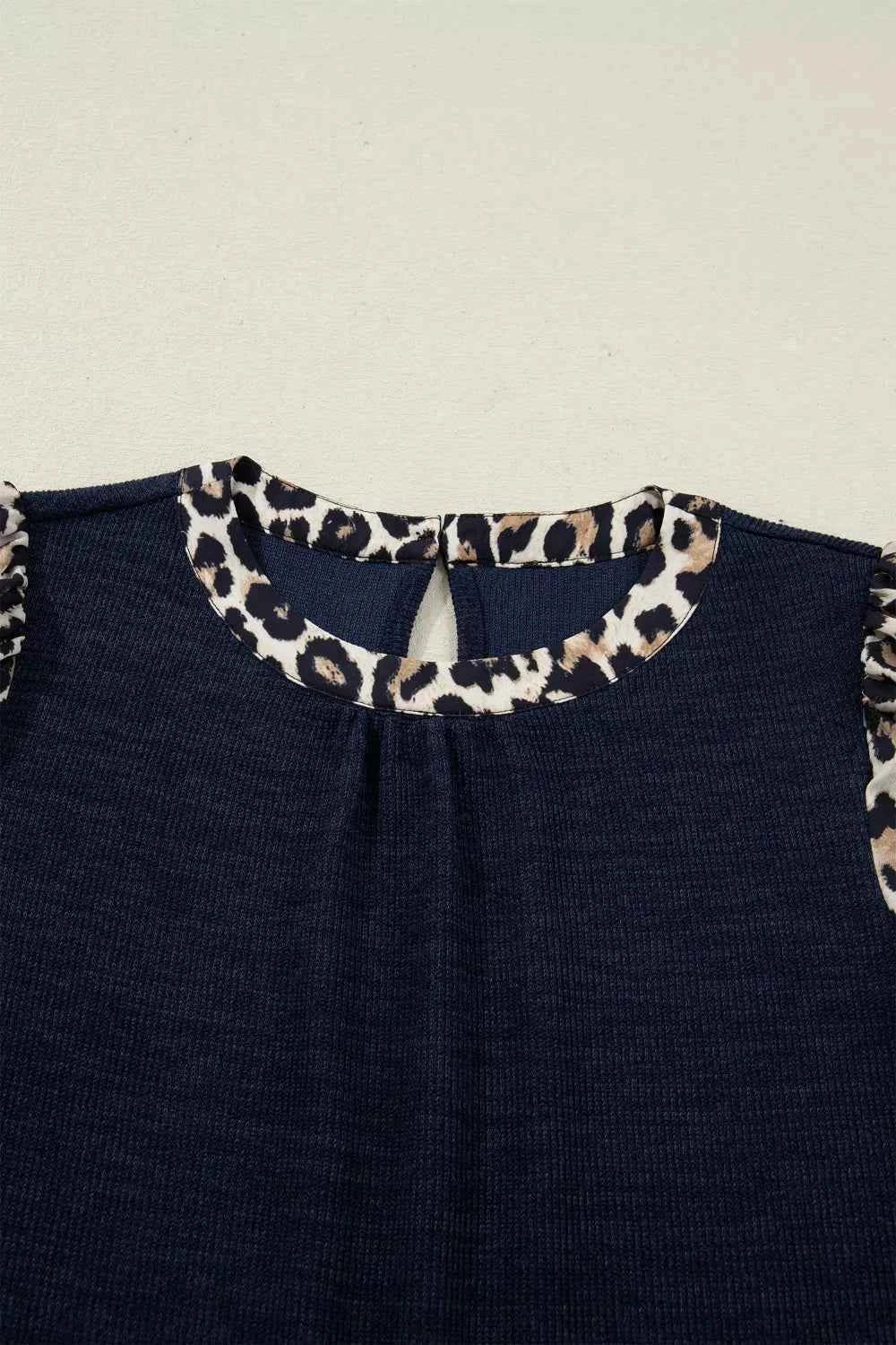 Ribbed Contrast Leopard Patchwork Short Sleeve Top 3e17d0f0-77bd-4ebe-9982-4991e29a4a45-Max-Origin