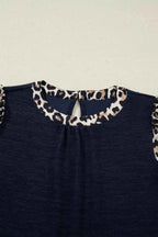 Ribbed Contrast Leopard Patchwork Short Sleeve Top 3e17d0f0-77bd-4ebe-9982-4991e29a4a45-Max-Origin