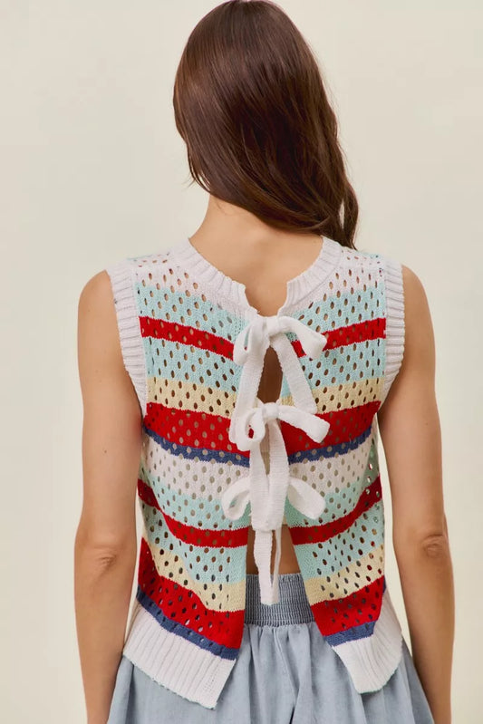 Tie Back Multi Stripe Sweater Knit Tank Top 3e18dc0f-2de9-48bc-92a7-4503f4b752ee-Max-Origin