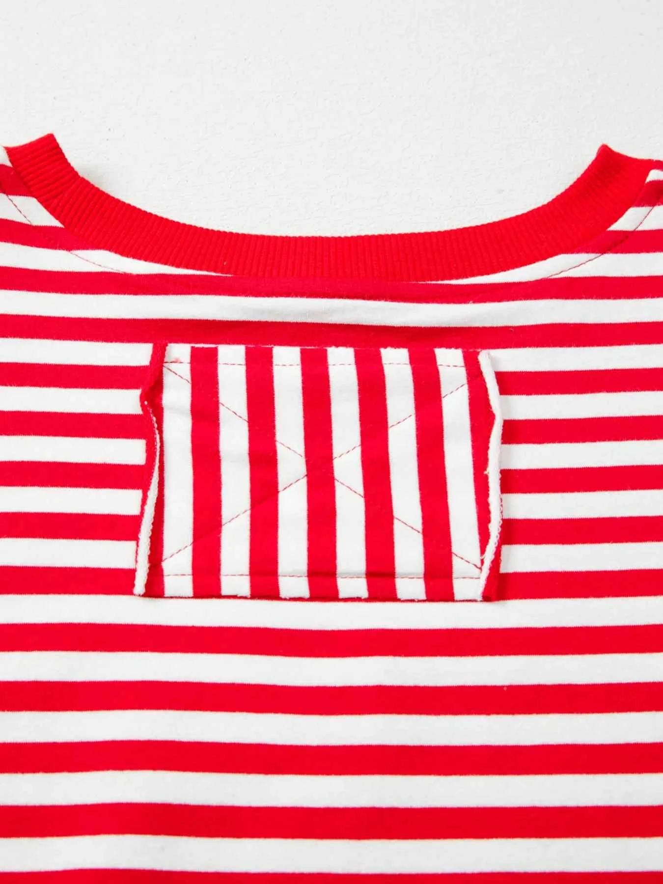 Stripe Exposed Seam Drop Shoulder Casual Top 3e207095a90540e58cc5698daa5e7e0d-Max-Origin