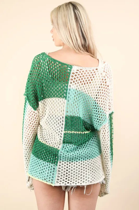 VERY J Color Block Oversized Summer Knit Cover Up 3e24dc006f8b4866a9d55d8678bde8d9-Max-Origin