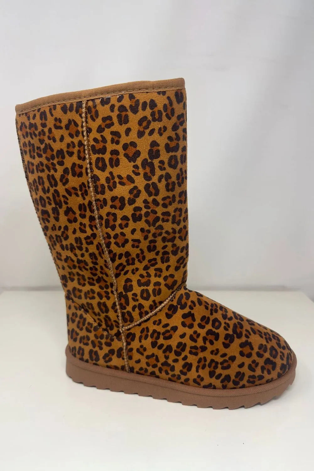 WILD DIVA Leopard Suede Round Toe Boots 3e2badb9-82e4-47b5-841a-9a5dec755243-Max