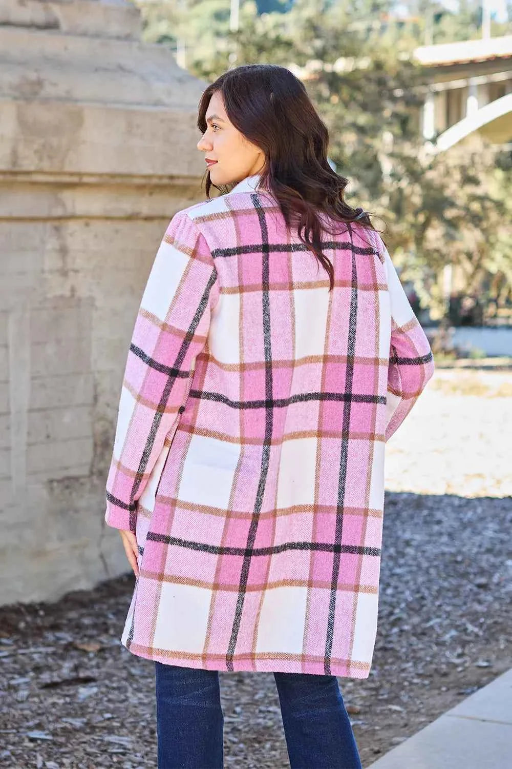 Double Take Full Size Plaid Button Up Lapel Collar Coat 3e3734b12dcc498cbfb7d4ff5e640173-Max
