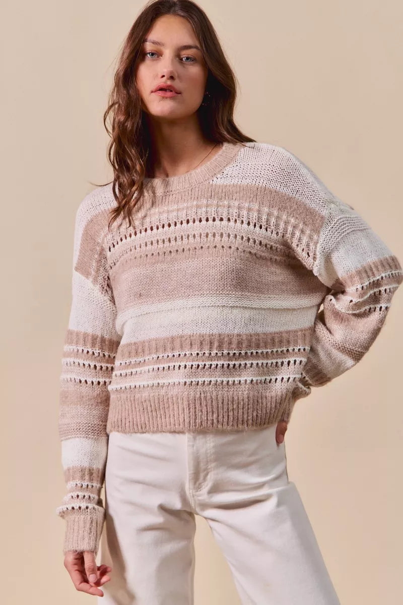 SO ME Variegated Stripe Textured Loose Fit Sweater 3e3db0c505414177a089ef51816e1c36-Max-Origin