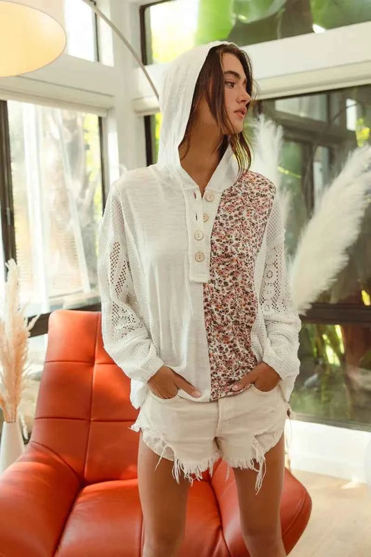 Slub Jersey with Lace Combo Buttoned Hoodie Top 3e4651beb65b43b5b68d30c5b1de4466-Max-Origin