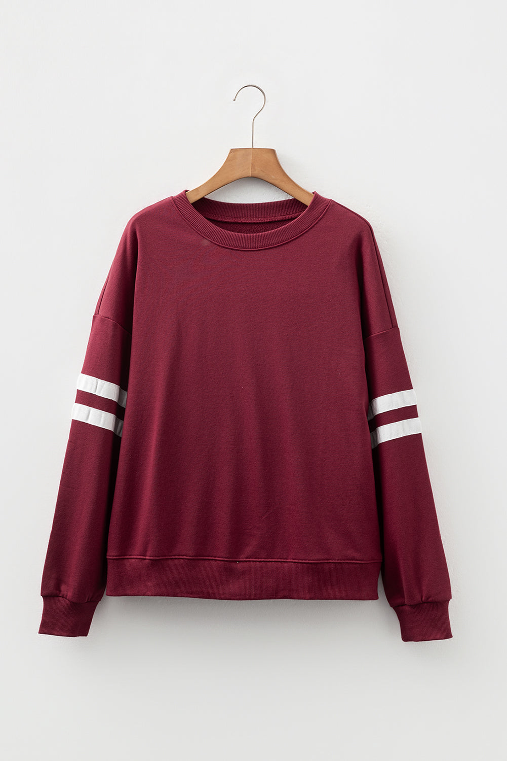 White Preppy Striped Sleeve Loose Sweatshirt 3e59d5bf867ae97c