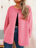 One Button Front Drop Shoulder Cardigan Pink One Size 3e61b5a0da964db4bb0711532957680a-Max-Origin