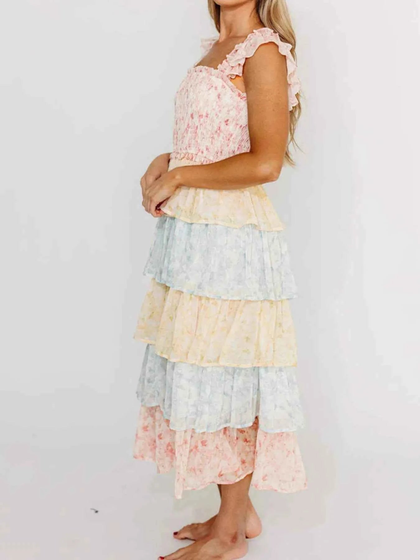 Smocked Ruffle Layered Floral Midi Dress 3e620764-0481-471b-af90-276e595cbfae-Max-Origin