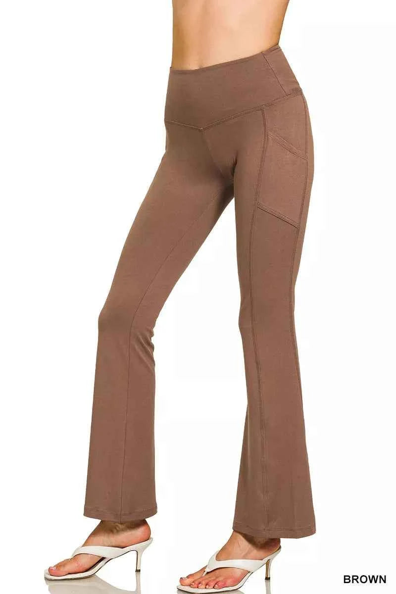 Zenana Brushed Dty Microfiber Flare Pants 3e67f73e0457488eb14b525db7e62b1f-Max-Origin