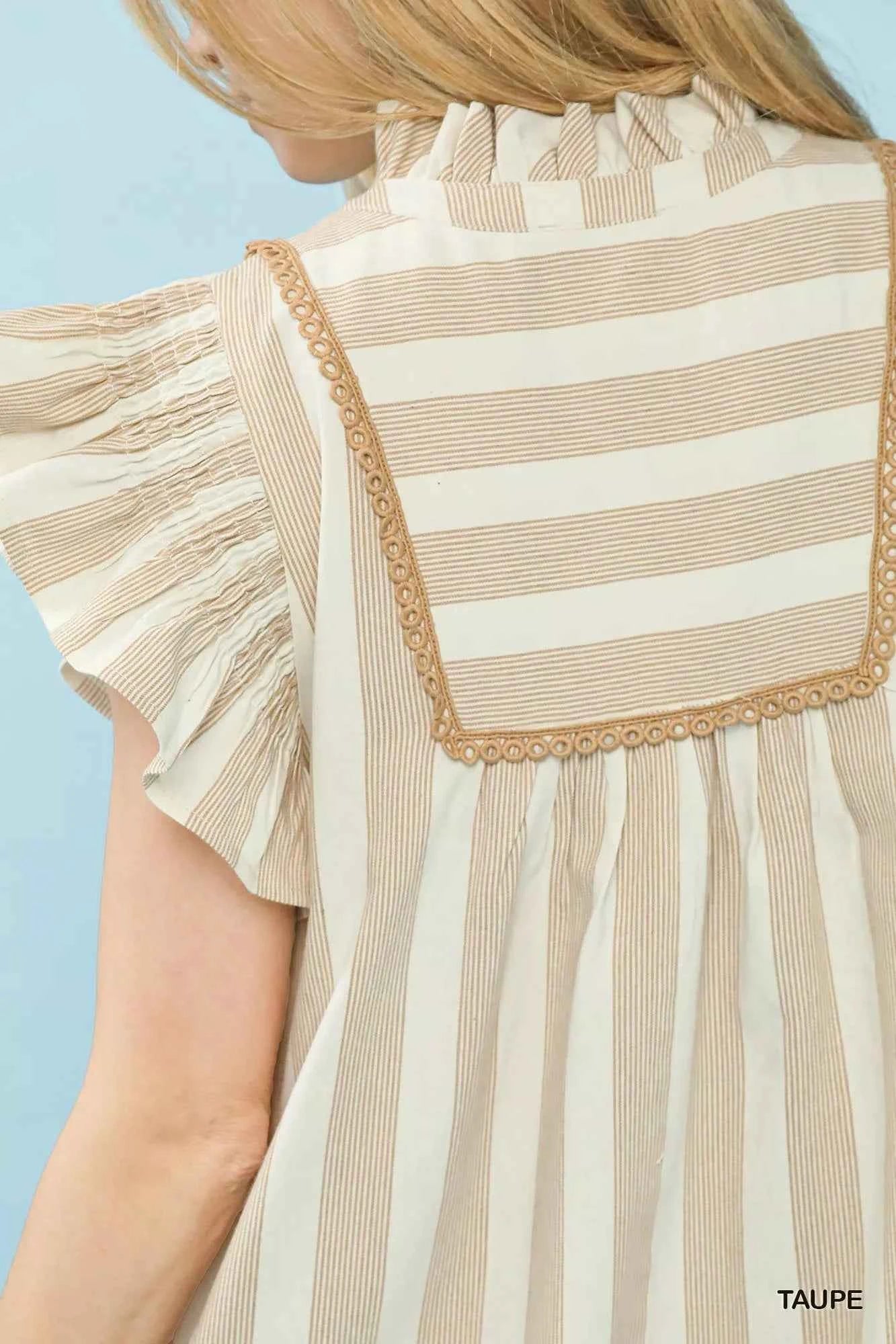 Umgee Stripe Ruffle Sleeve Tiered Midi Dress 3e826d59-ece8-4aa3-a45a-b5202198fb30-Max-Origin