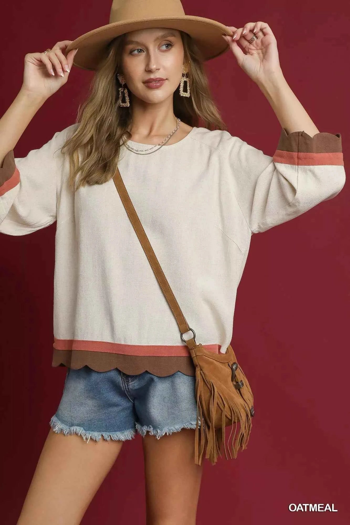 Umgee Scalloped Hem Color Block Top 3e88ffe9-53d5-4780-a8f6-f43d802f9fd0-Max-Origin