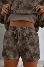 Brown Camouflage Print Round Neck Drop Sleeve Shorts Set 3e8c7f0e66fd11b3