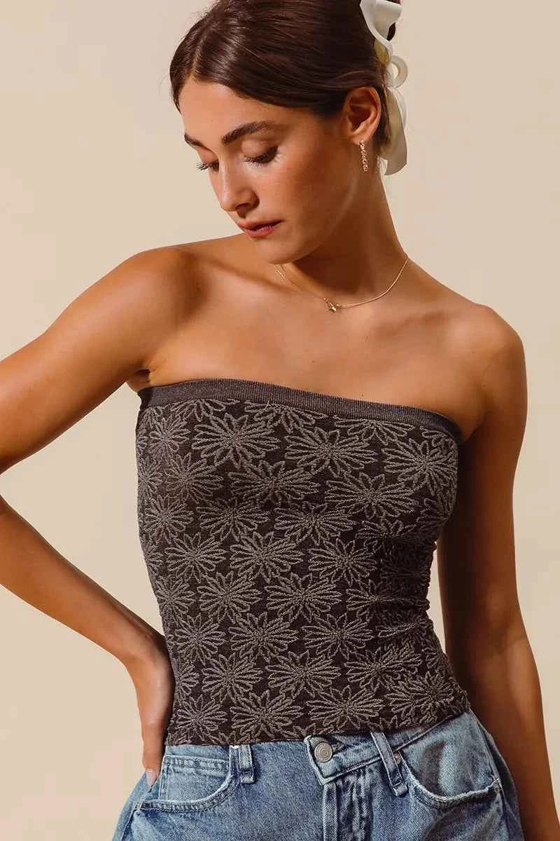 SO ME Jacquard Floral Two Tone Seamless Tube Top 3ea0761a3dc649728178e1acc9bb0e0c-Max-Origin