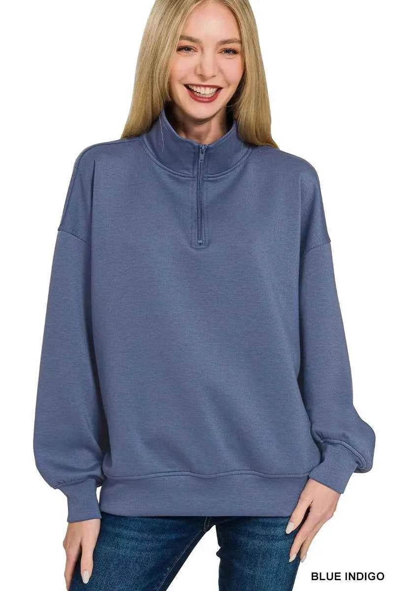 Zenana Scuba Quarter-Zip Sweatshirt 3ea87d7227c7437ab978b623073557c8-Max-Origin