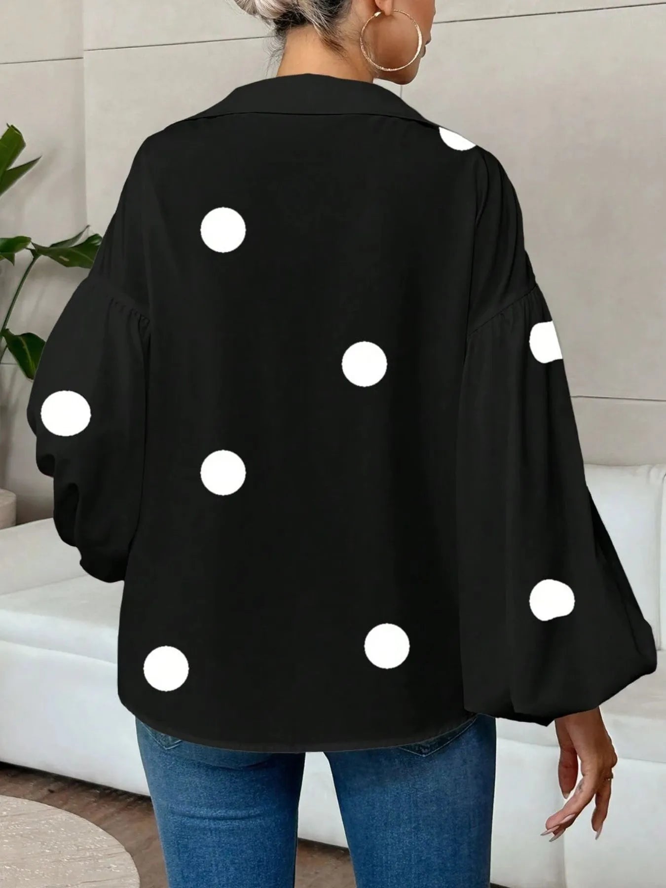 Polka Dot Balloon Sleeve Blouse 3ea9964f-29ac-44d5-ae5f-8a133e10f017-Max-Origin