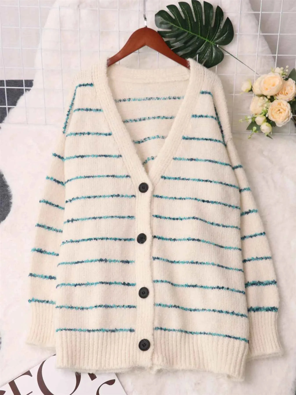 Striped Button-Up Cardigan with V-Neck Design 3eab44301b464a34aa8fc64c562bfcd2-Max-Origin