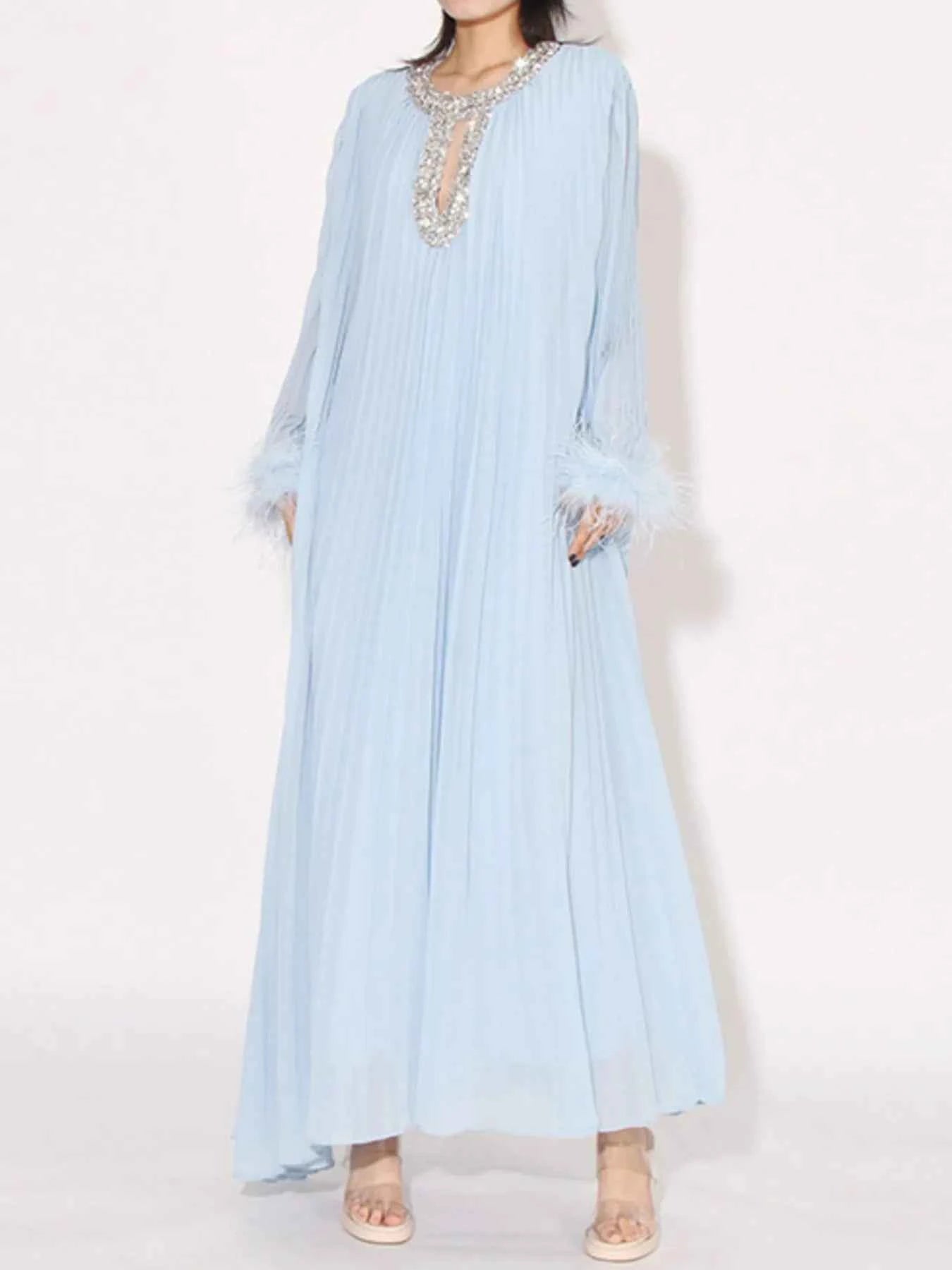 Rhinestone Long Sleeve Maxi Dress Blue 3eacc9f1-9080-4e4e-9969-052c59e2c35a-Max-Origin