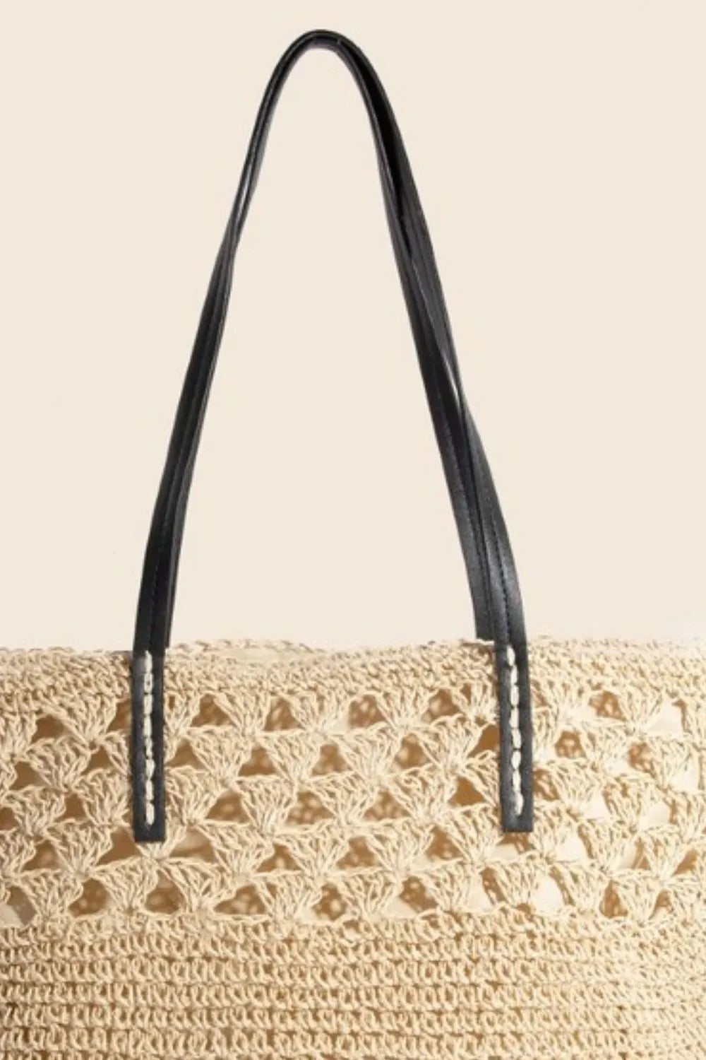 Fame Faux Leather Handle Knitted Tote Bag 3ead9162-87ec-4acc-84d6-07c554432c24-Max