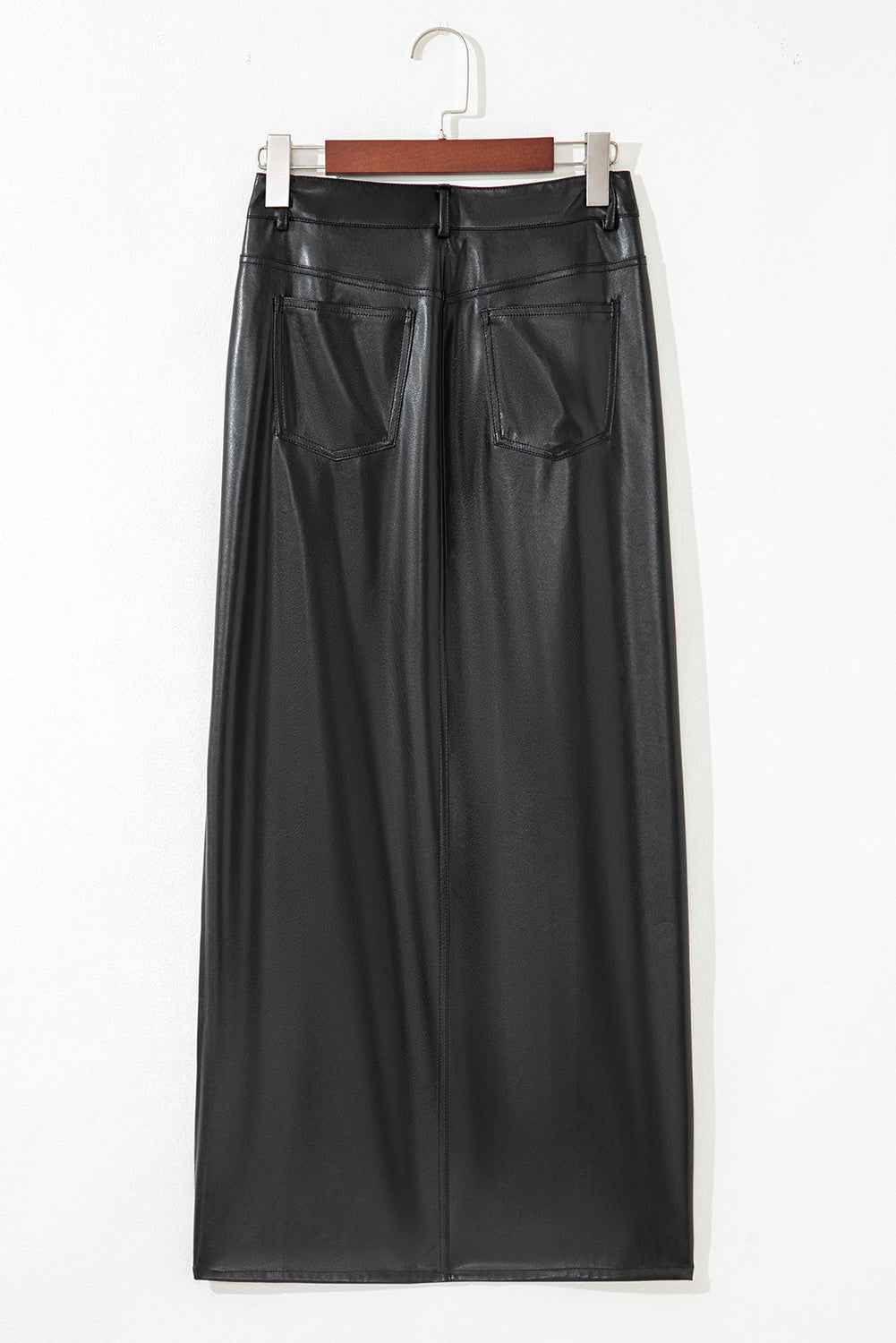 Black Faux Leather Side Slit Maxi Skirt 3eb32ee1249ef1d5