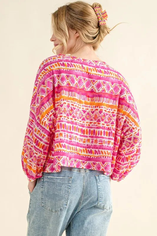 Cozy Textured Printed Casual Top - Oversized 100% Rayon 3ebdd729155c4253b6150406a38806d8-Max-Origin