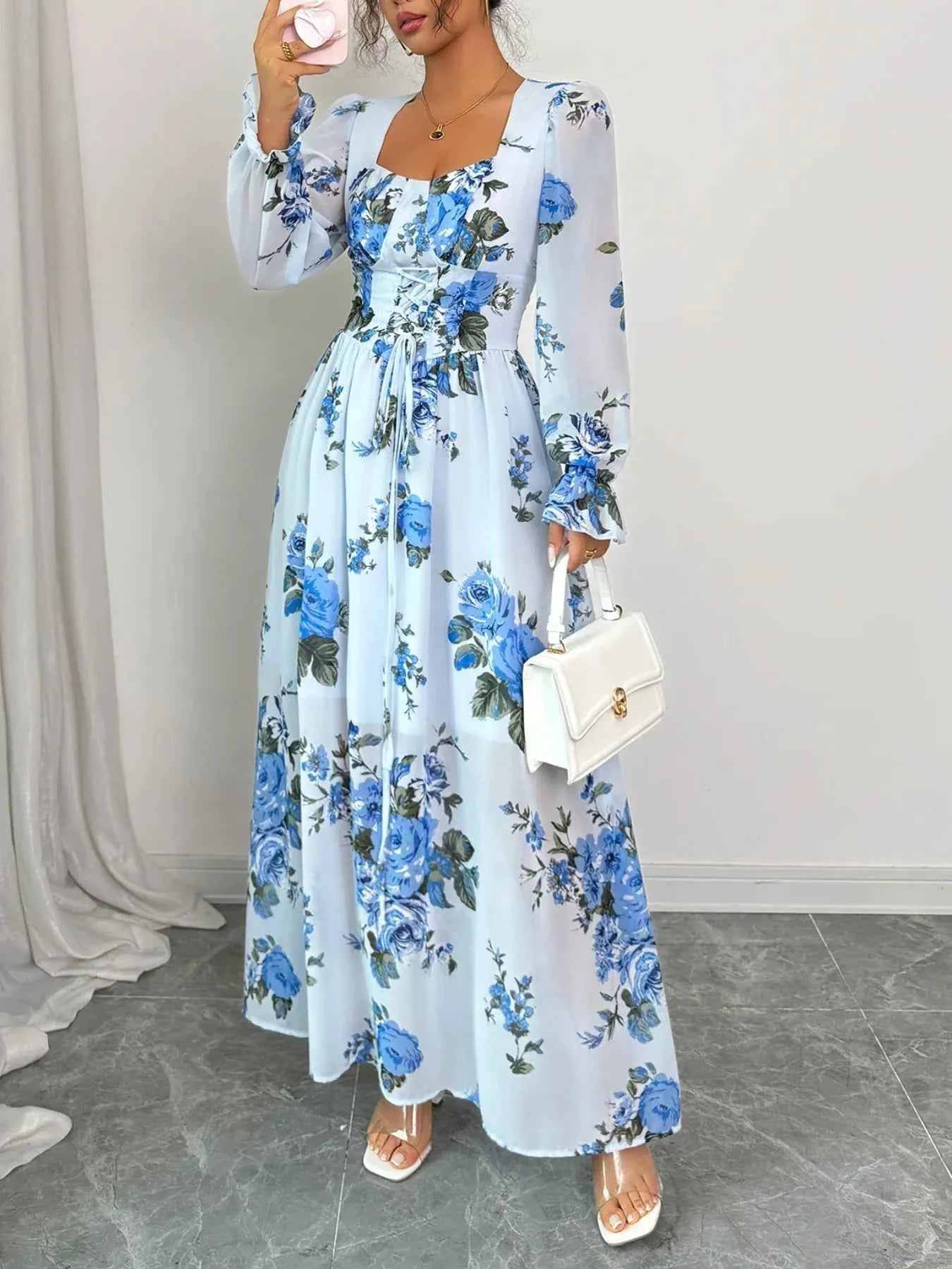 Floral Flounce Sleeve Maxi Dress 3ec4cd00-f316-4d8d-808c-03094b8b1cae-Max-Origin