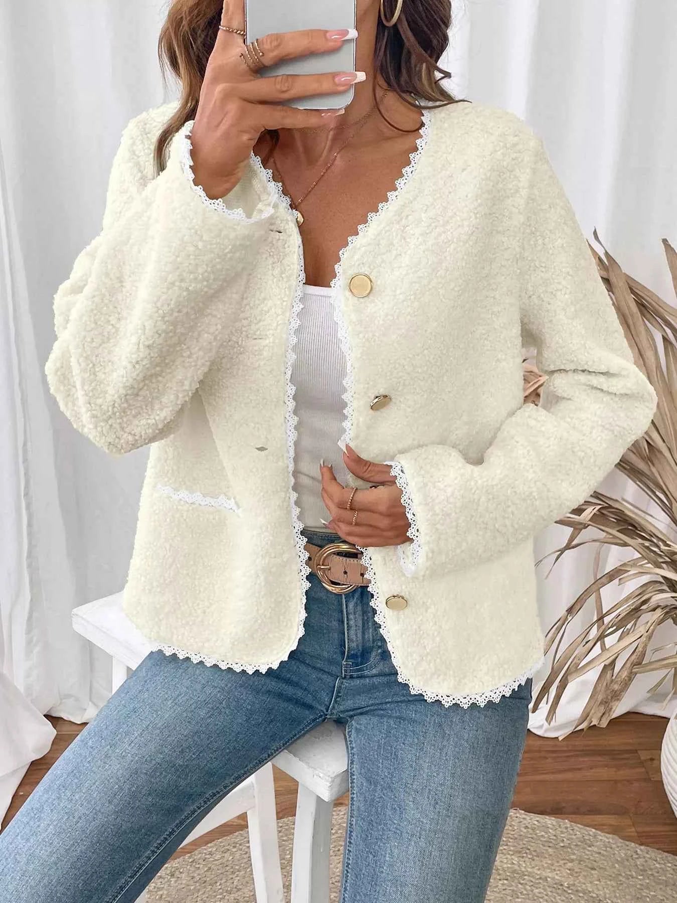Lace Detail Button Up Long Sleeve Outerwear Ivory 3edcd56b42854f8dad44efcab9d88197-Max-Origin