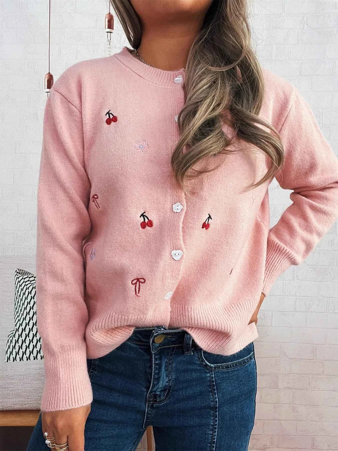 Ribbed Button-Front Knit Cardigan