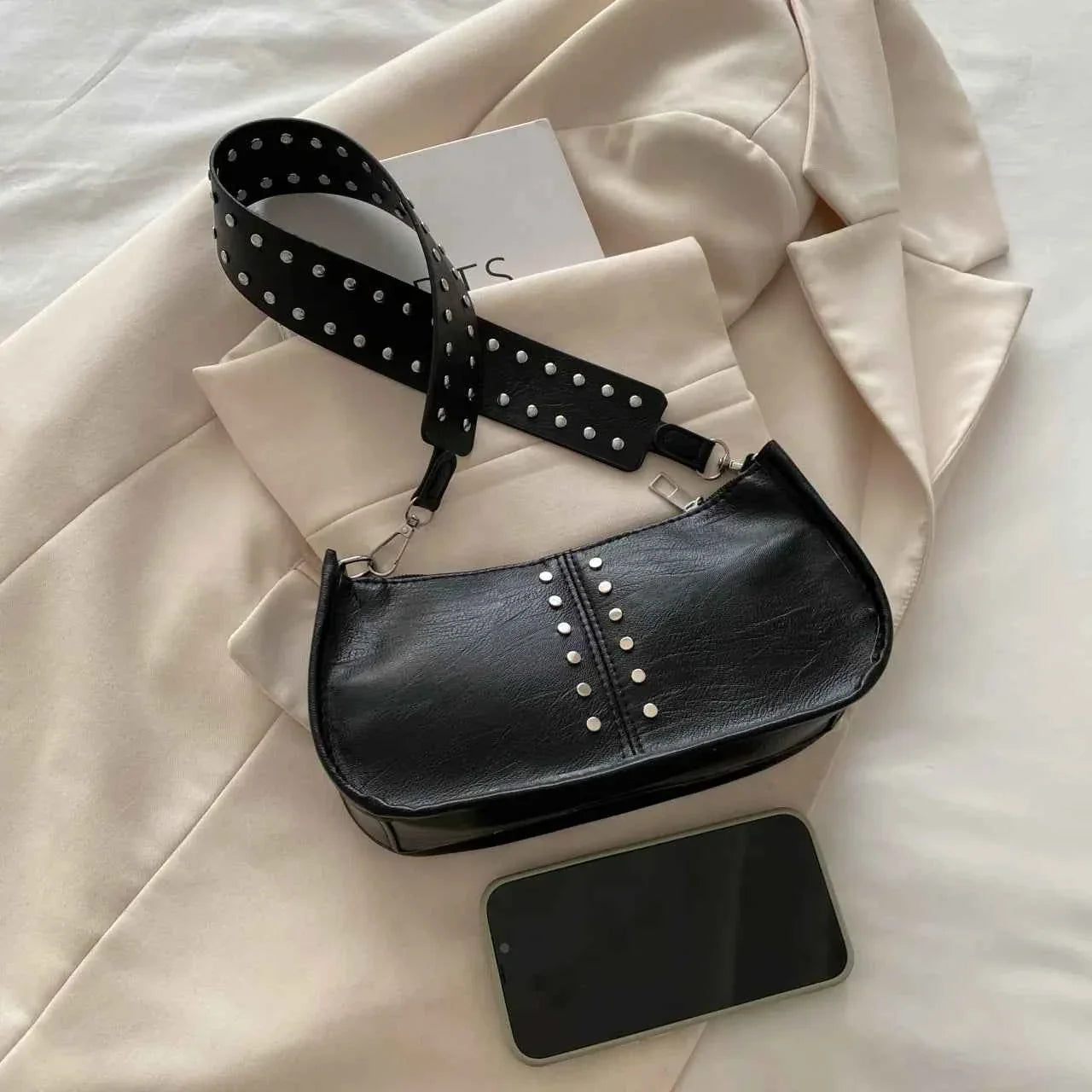 PU Leather Studded Shoulder Bag 3ee792797bd84491aa3d98b9c4296d84-Max-Origin